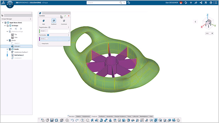 3D model of with organic shapes - SOLIDWORKS 2024